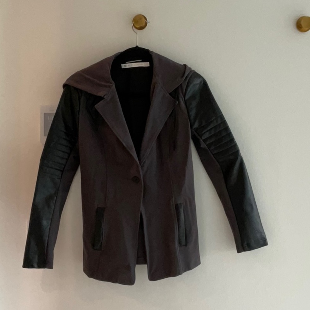 Blanc Noir Black and Gray Blazer Jacket